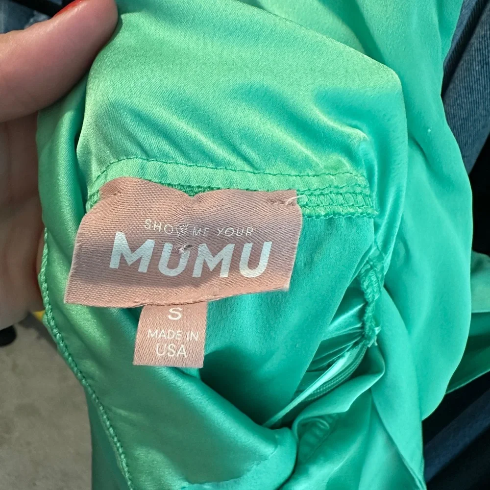 Show Me Your Mumu Adele Green Halter Gown Slit Formal Dress | Size S - Picture 14 of 16